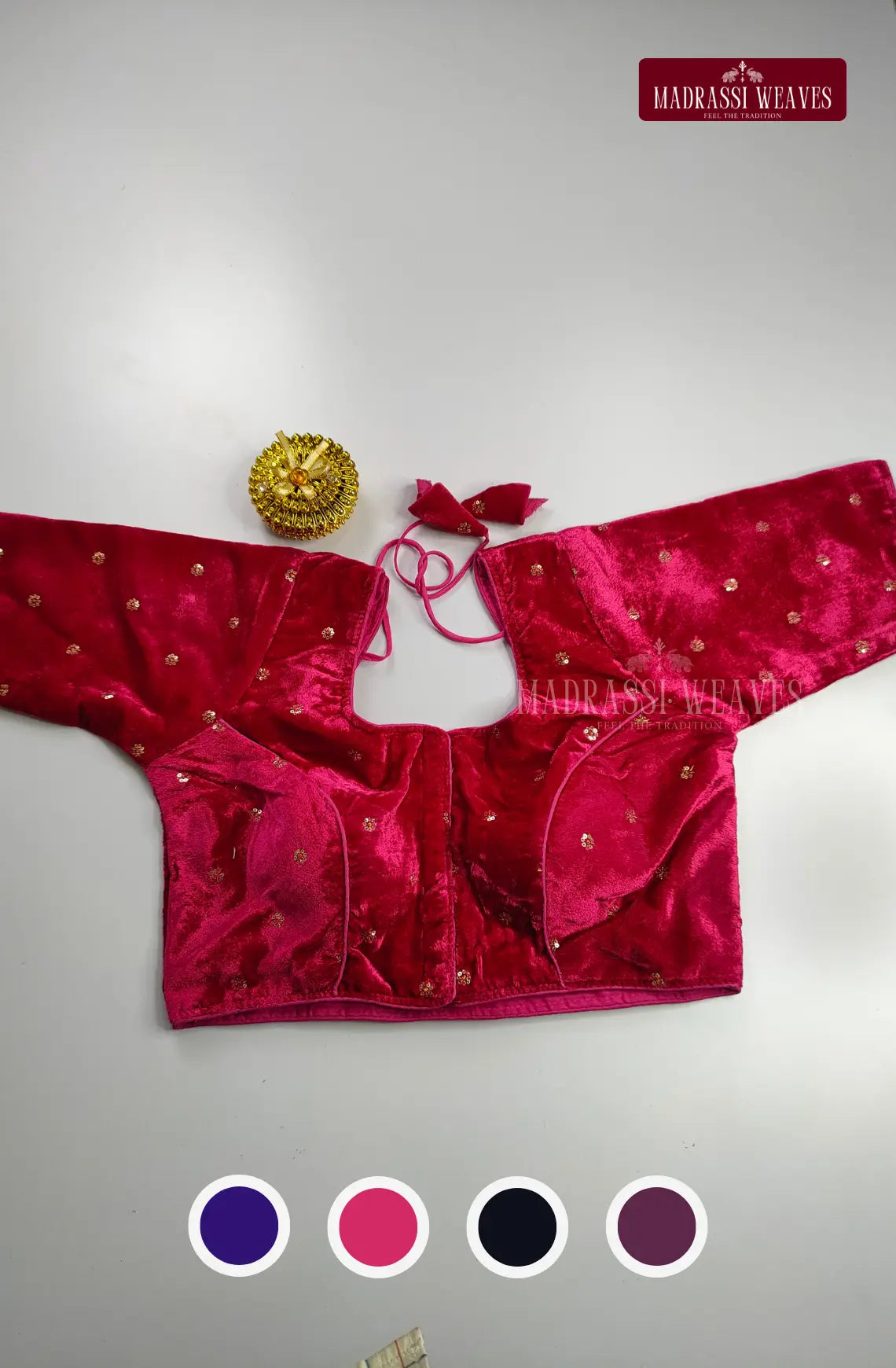 Velvet Readymade Adjustable Blouse with Lining