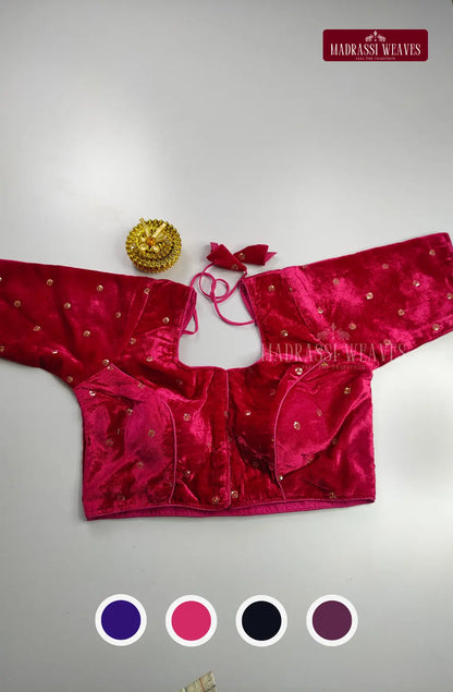 Velvet Readymade Adjustable Blouse with Lining