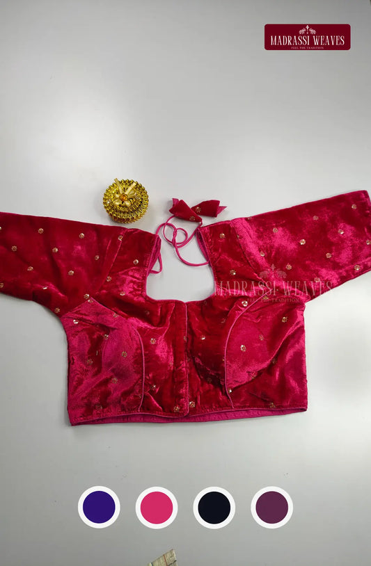 Velvet Readymade Adjustable Blouse with Lining