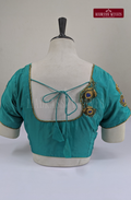 Premium Zardosi & Thread Aari Work Blouse(HANDCRAFTED)-(DESPATCH TIME 15 DAYS)- Rama Blue