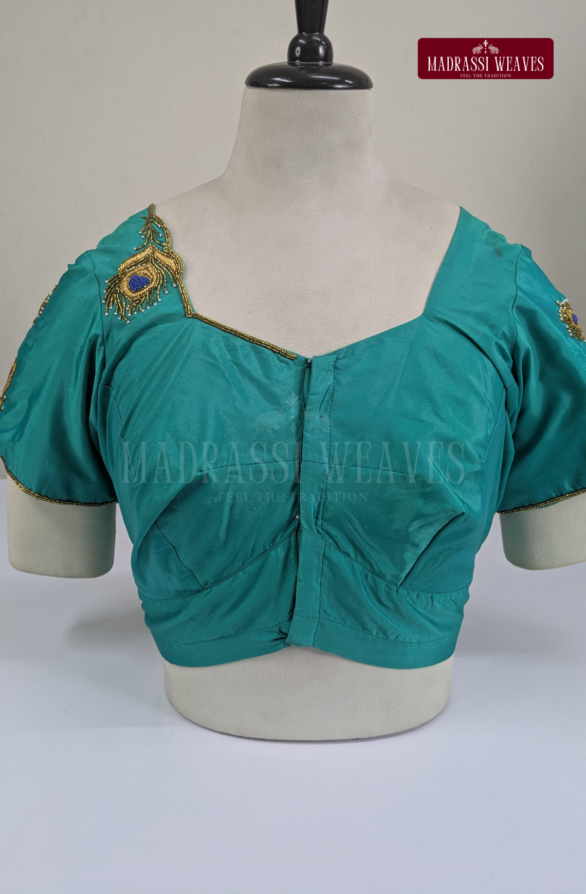 Premium Zardosi & Thread Aari Work Blouse(HANDCRAFTED)-(DESPATCH TIME 15 DAYS)- Rama Blue