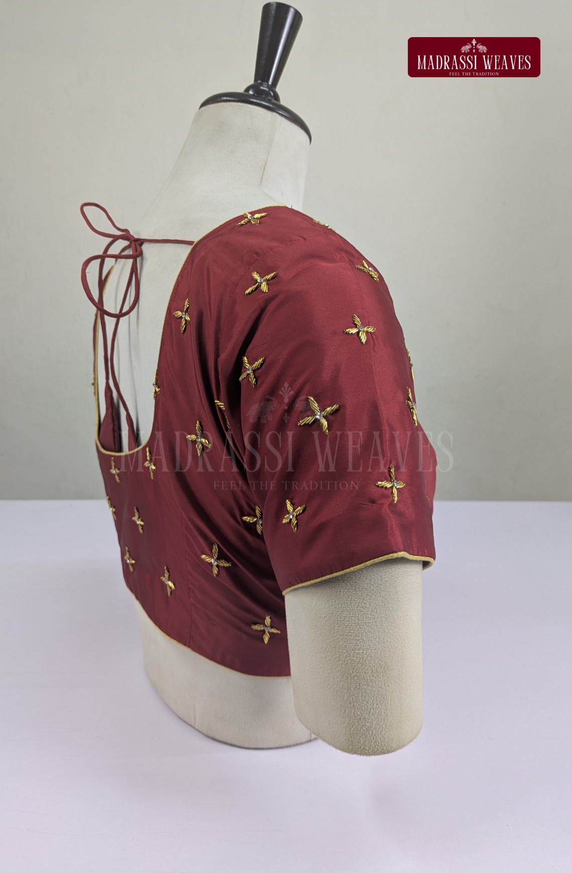 Premium Zardosi & Thread Aari Work Blouse(HANDCRAFTED)-(DESPATCH TIME 15 DAYS)- Maroon