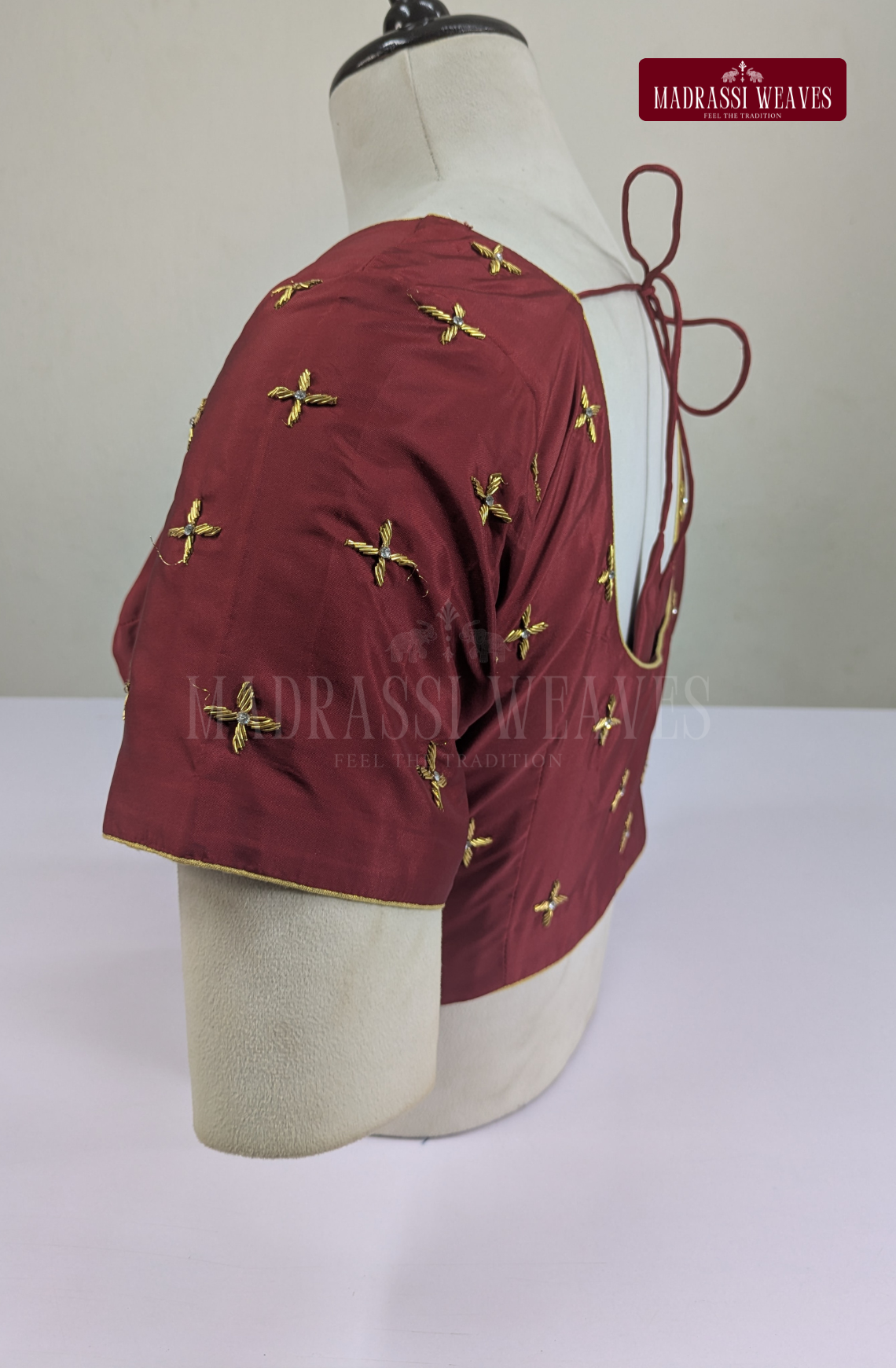 Premium Zardosi & Thread Aari Work Blouse(HANDCRAFTED)-(DESPATCH TIME 15 DAYS)- Maroon