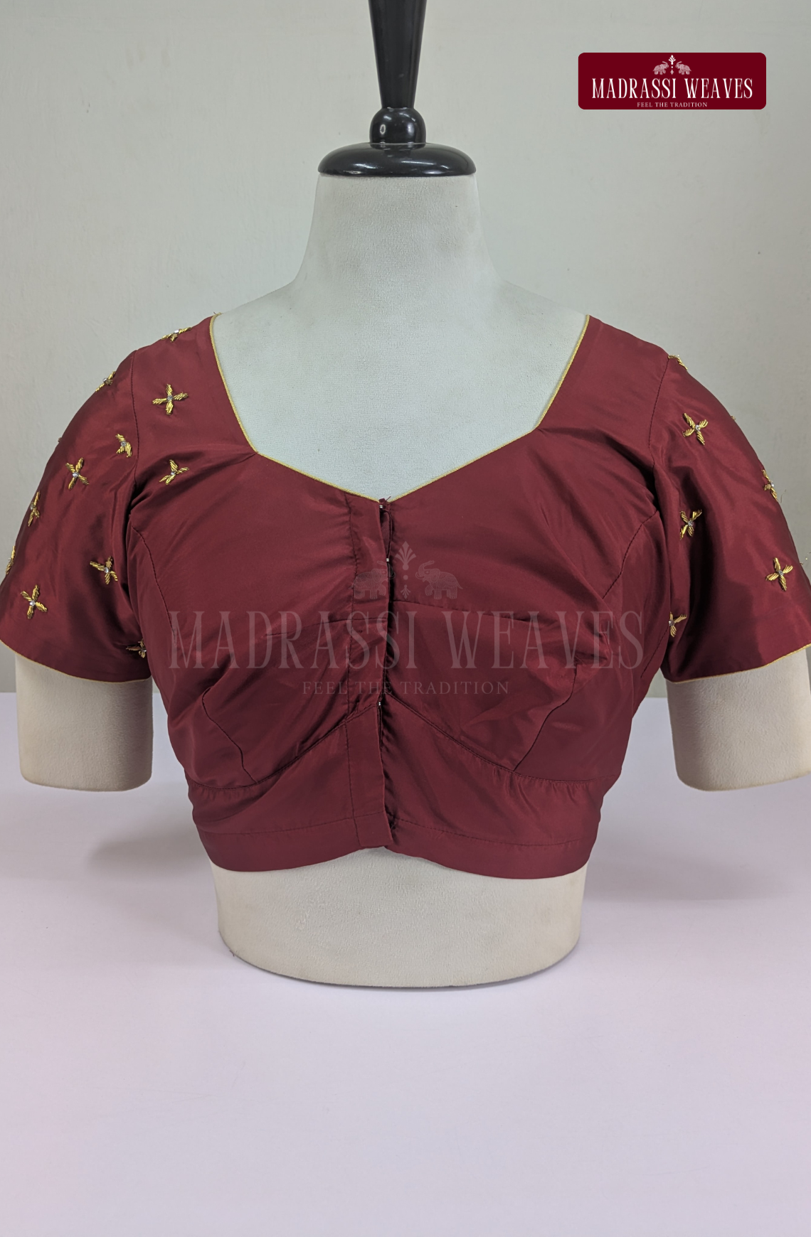 Premium Zardosi & Thread Aari Work Blouse(HANDCRAFTED)-(DESPATCH TIME 15 DAYS)- Maroon