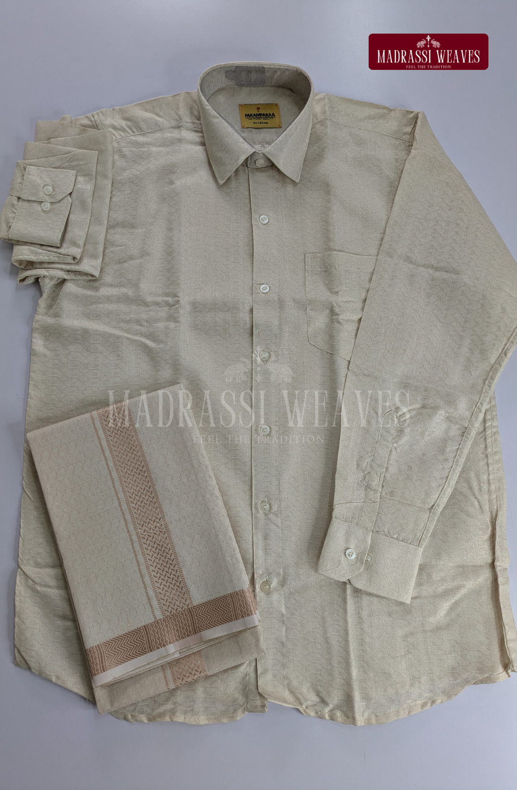 Wedding Zari Brocade  Shirt and Dhoti Set - 11