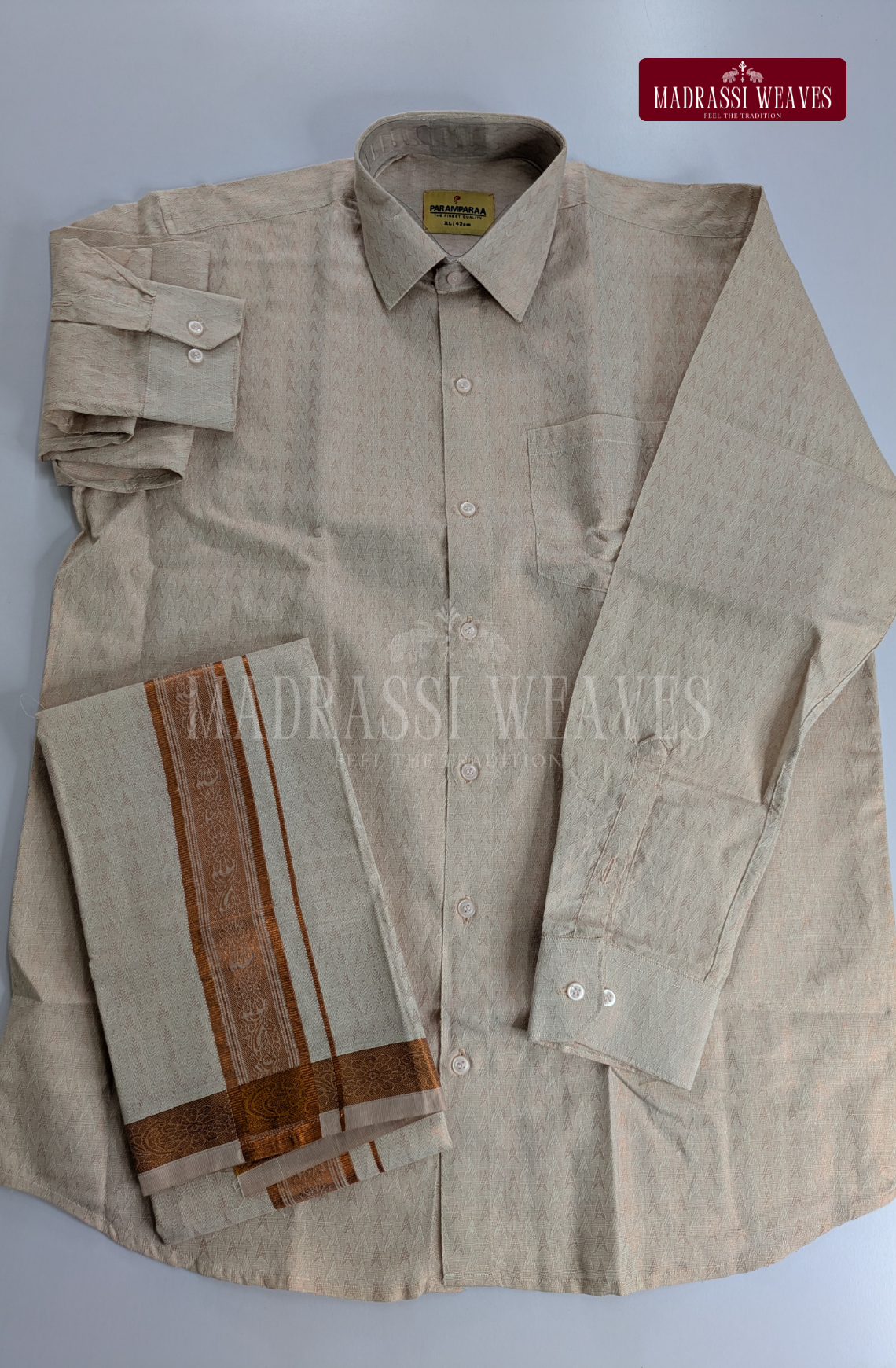 Wedding Zari Brocade  Shirt and Dhoti Set - 12