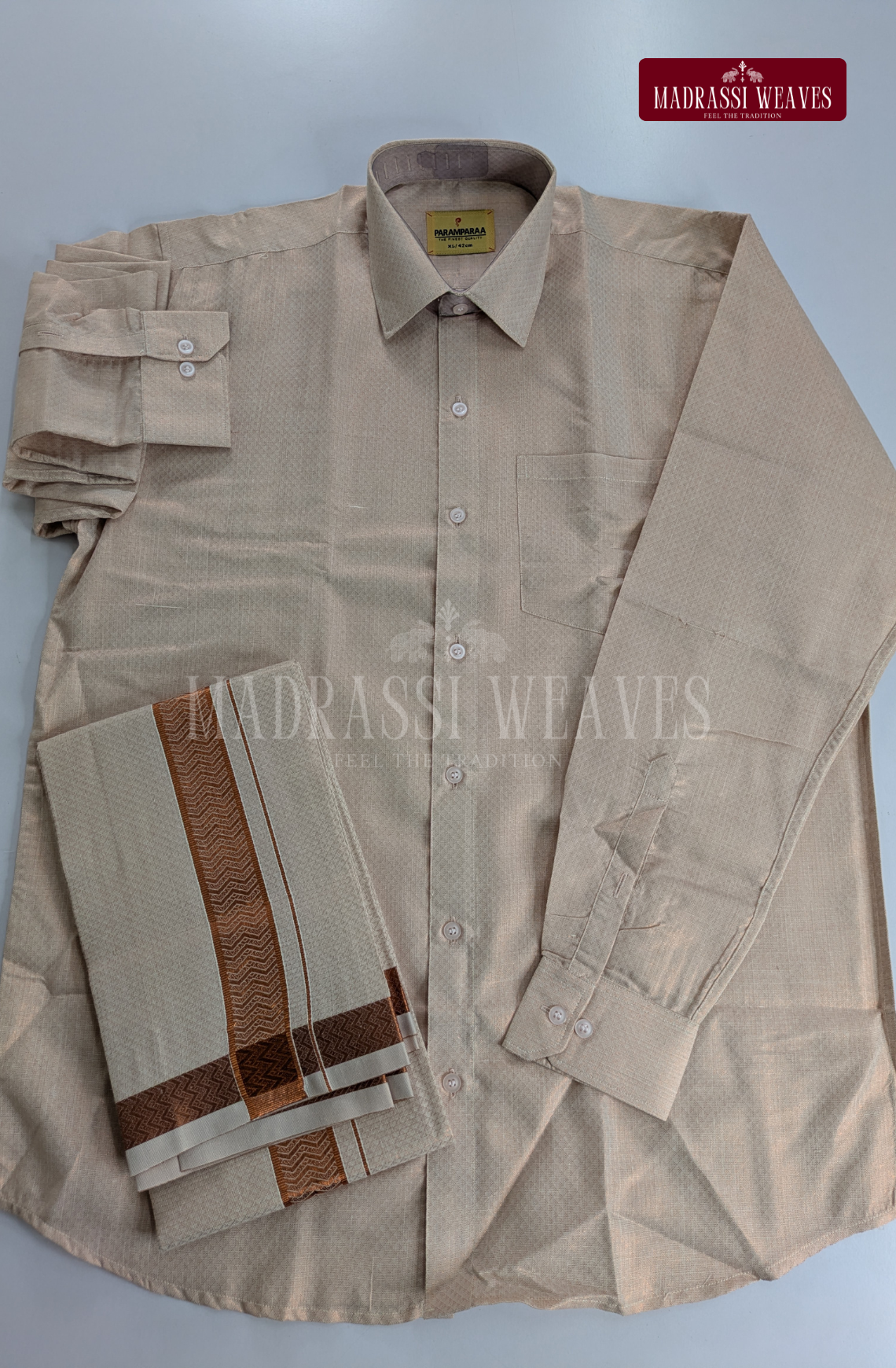 Wedding Zari Brocade  Shirt and Dhoti Set - 13