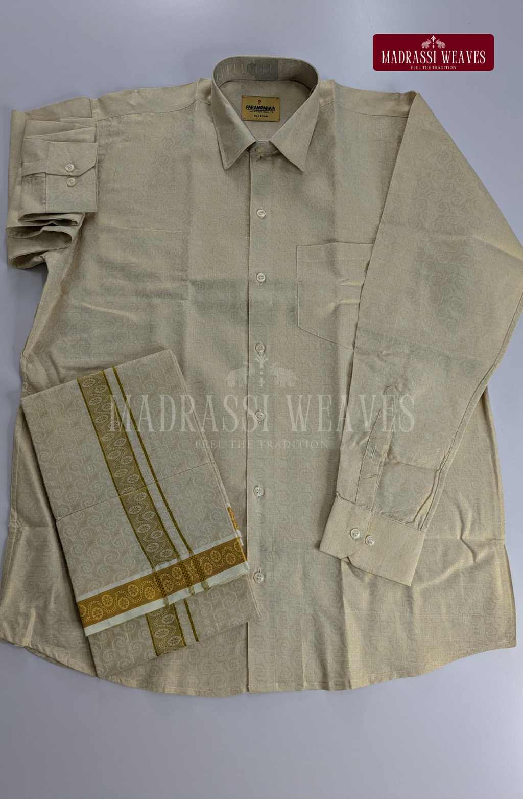 Wedding Zari Brocade  Shirt and Dhoti Set - 14