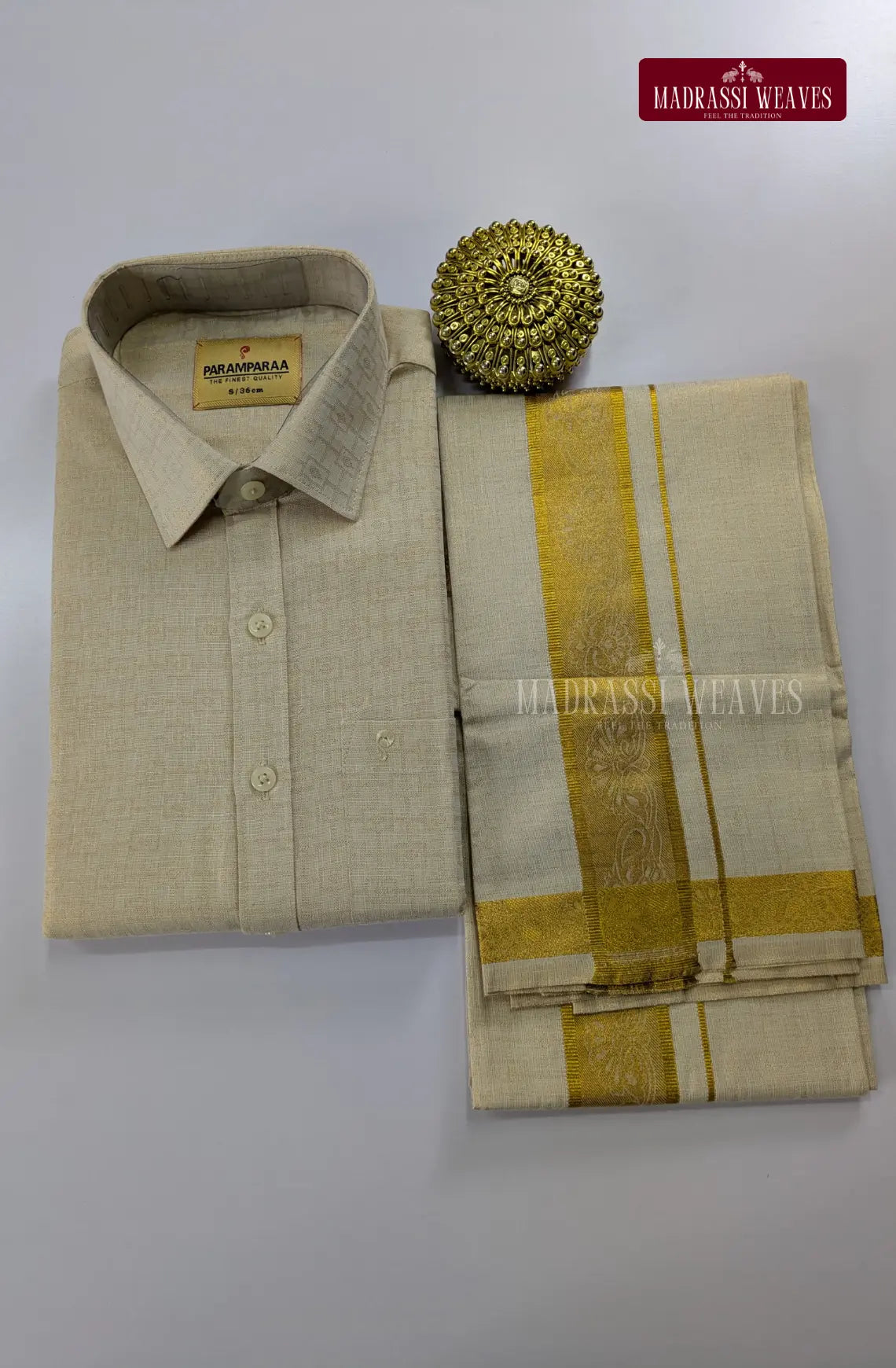 Wedding Zari Brocade  Shirt and Dhoti Set - 5