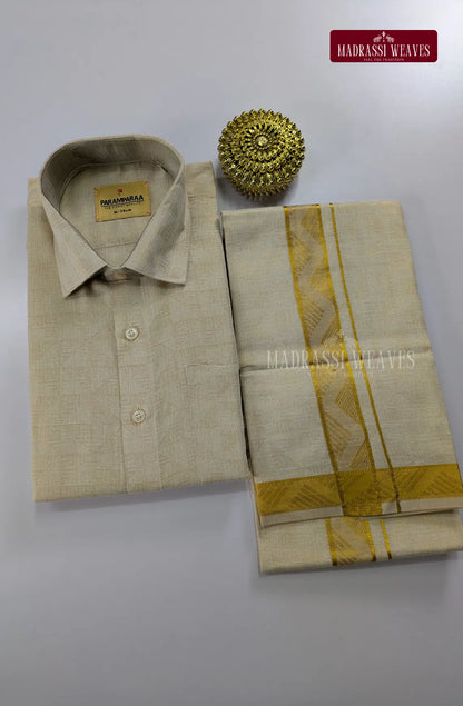 Wedding Zari Brocade  Shirt and Dhoti Set - 6
