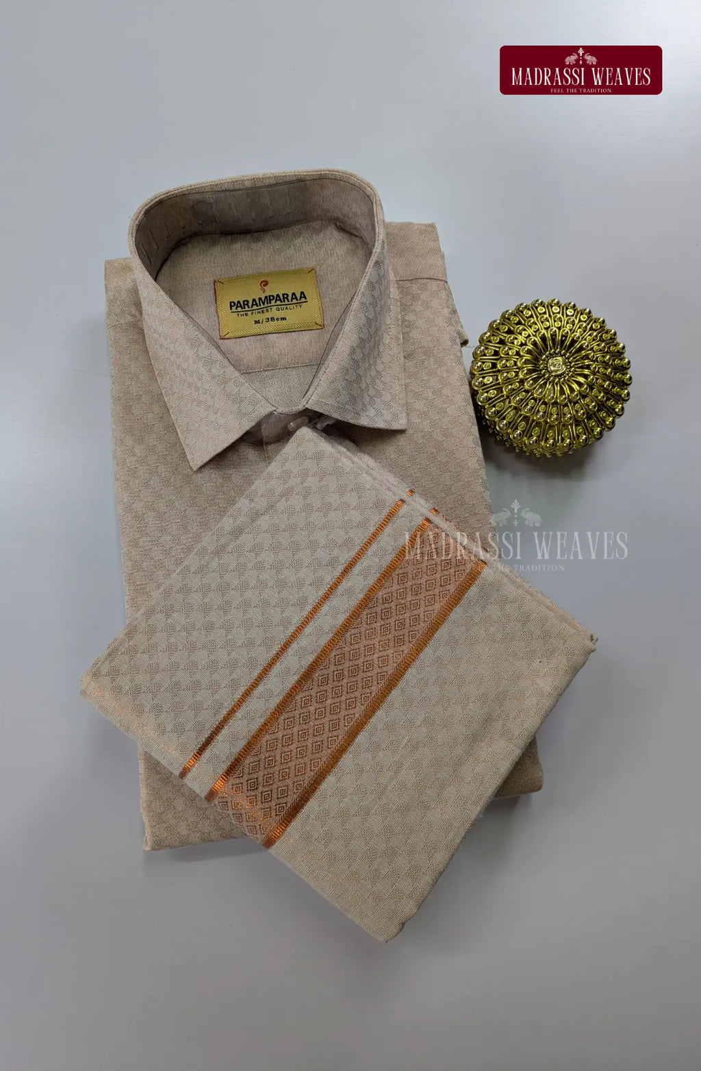 Wedding Zari Brocade  Shirt and Dhoti Set - 1