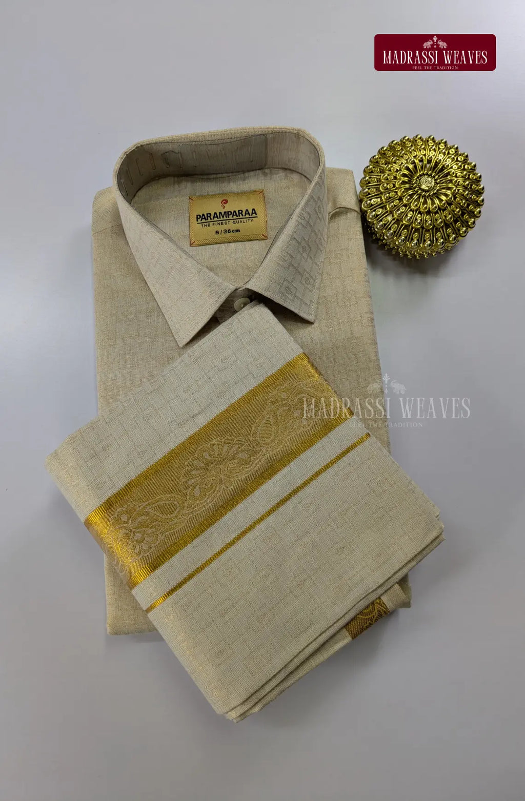 Wedding Zari Brocade  Shirt and Dhoti Set - 5