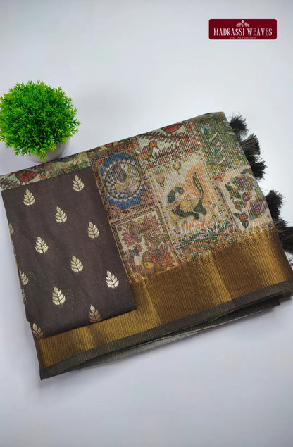 Weightless Madhubani printed Chanderi Cotton Silk Saree