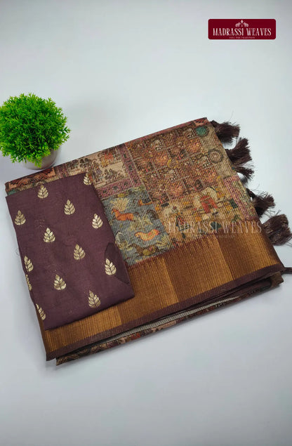 Weightless Madhubani printed Chanderi Cotton Silk Saree
