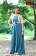 PartyWear Girl's Western Outfit With  Embellished OverCoat  - Emerald Elegance