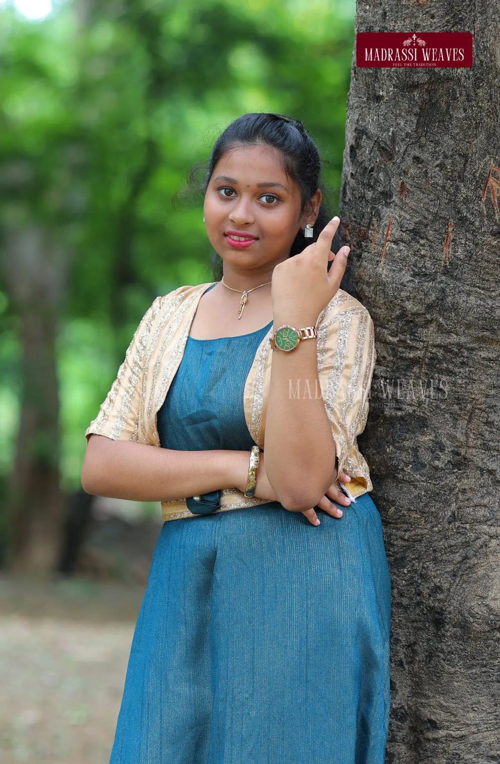 PartyWear Girl's Western Outfit With  Embellished OverCoat  - Emerald Elegance