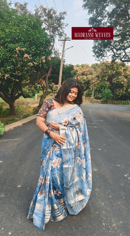 Premium Gap Border Dola Chanderi Silk Saree