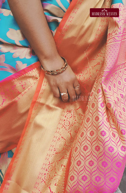 Zari Woven Kanchi Semi Silk Saree - Multi-Colour