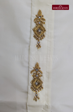 Luxury Aari Work Wedding Silk Dhoti Set (HandCrafted) -(DESPATCH TIME 15 DAYS) - Off White