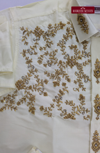 Luxury Aari Work Wedding Silk Dhoti Set (HandCrafted) -(DESPATCH TIME 15 DAYS) - Off White