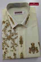 Luxury Aari Work Wedding Silk Dhoti Set (HandCrafted) -(DESPATCH TIME 15 DAYS) - Off White