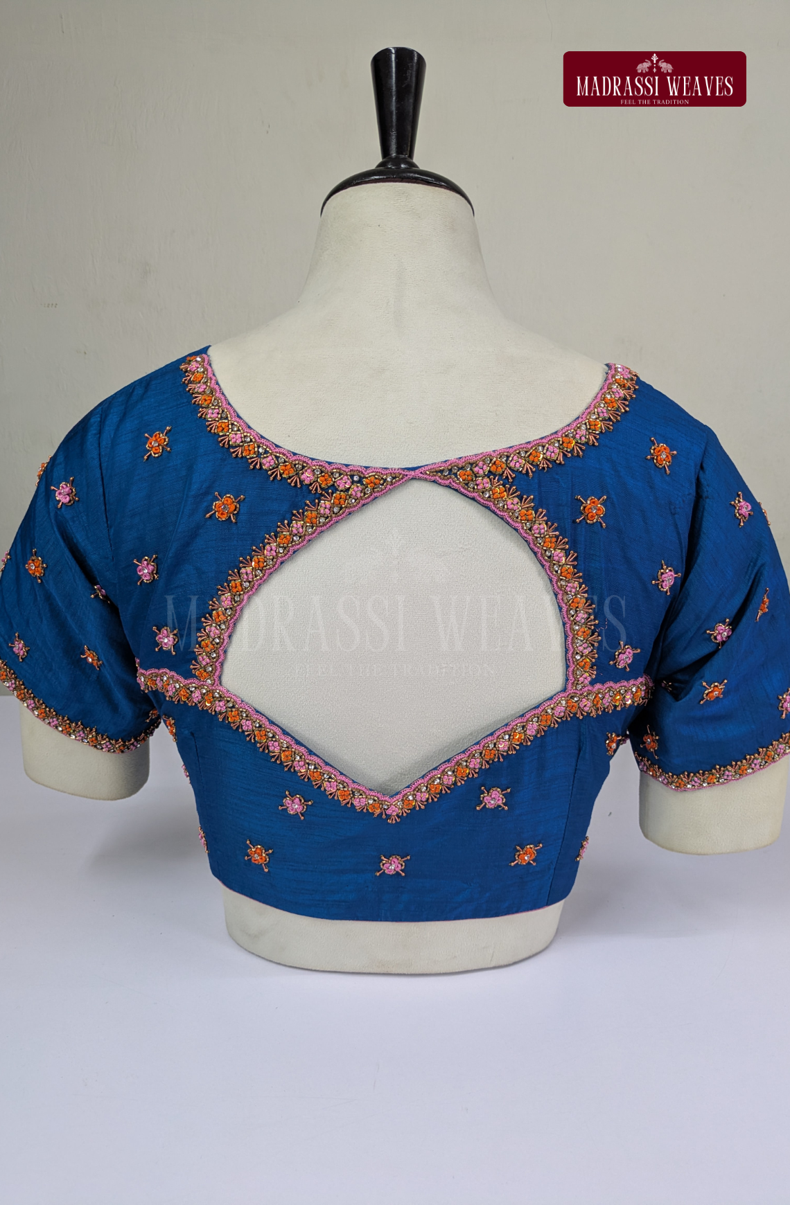 Premium Zardosi & Thread Aari Work Blouse(HANDCRAFTED)-(DESPATCH TIME 15 DAYS)- Royal Blue