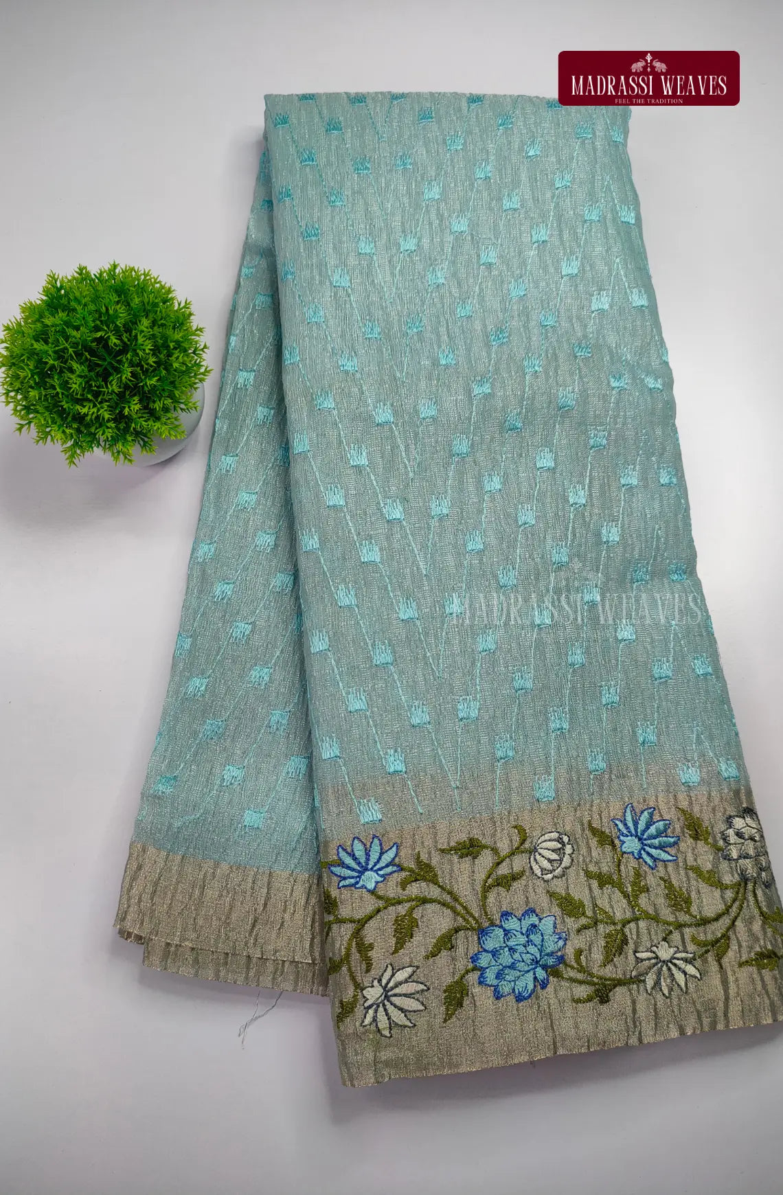 Embroidered Crush Tissue Saree