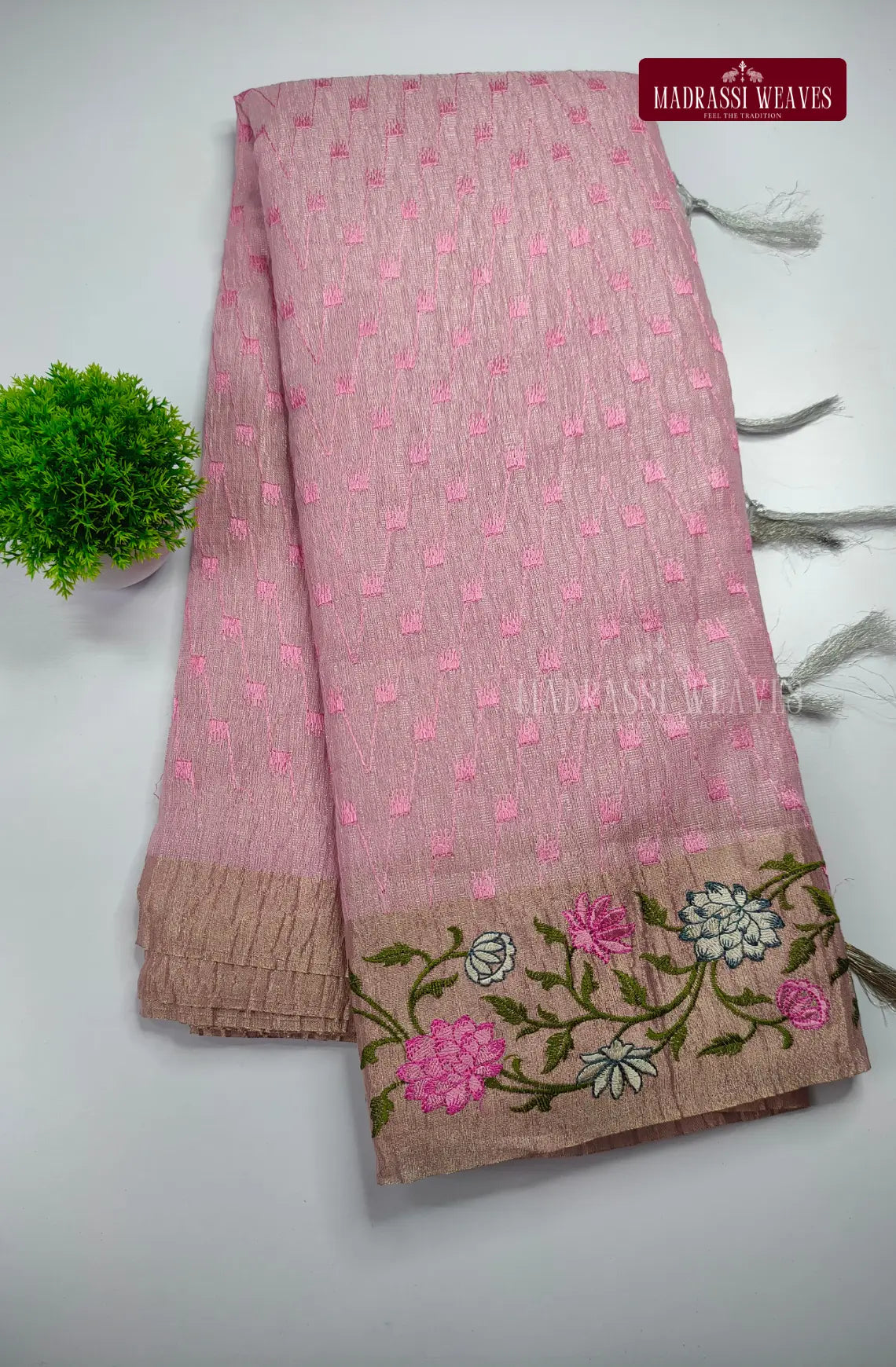 Embroidered Crush Tissue Saree
