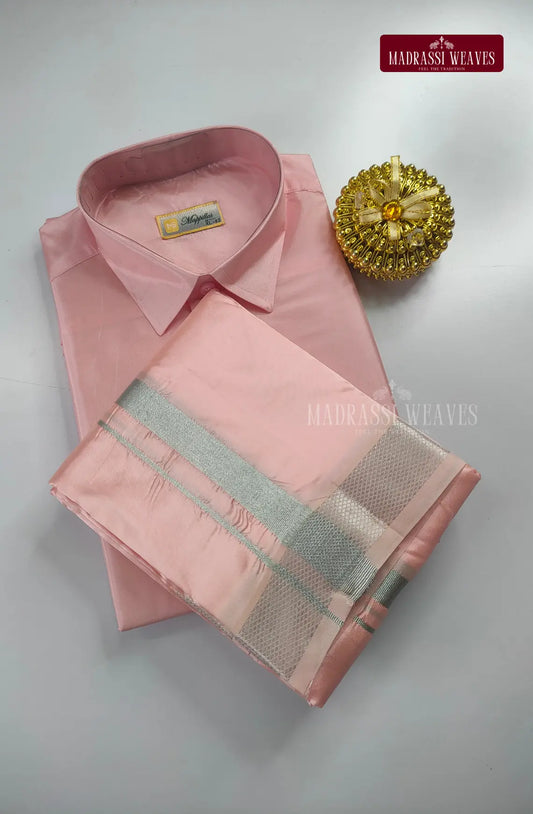 Premium Japan Silk Dhoti Set - Pink