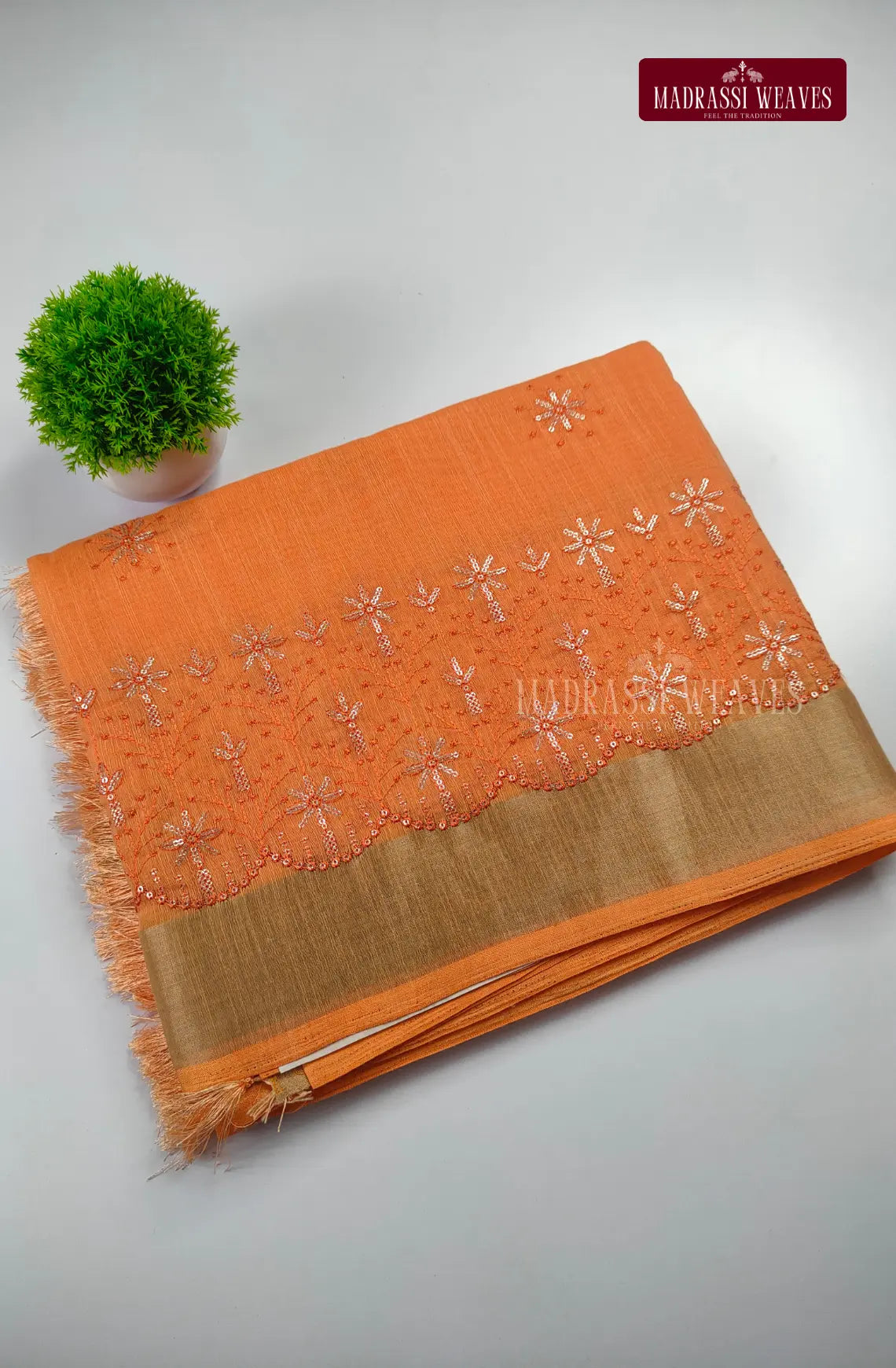 Office Wear Embroidered Cotton Blend Saree