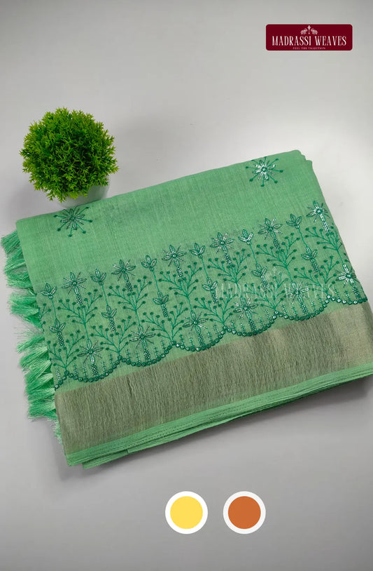 Office Wear Embroidered Cotton Blend Saree