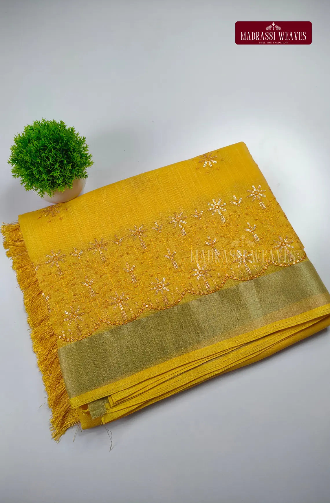 Office Wear Embroidered Cotton Blend Saree