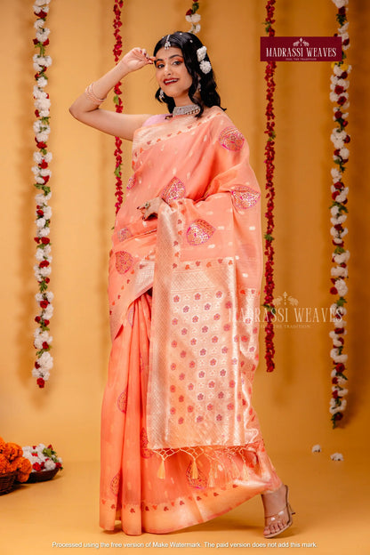 Exclusive Premium Linen With Meena Work Sarees
