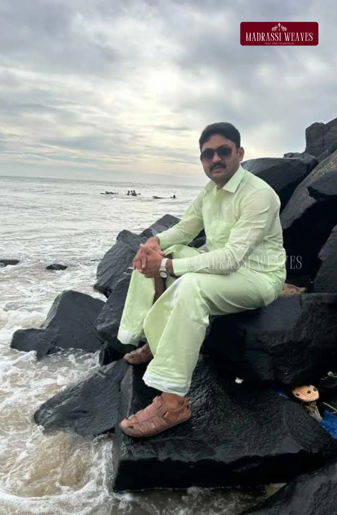 Premium Japan Silk Dhoti Set - Marine Green