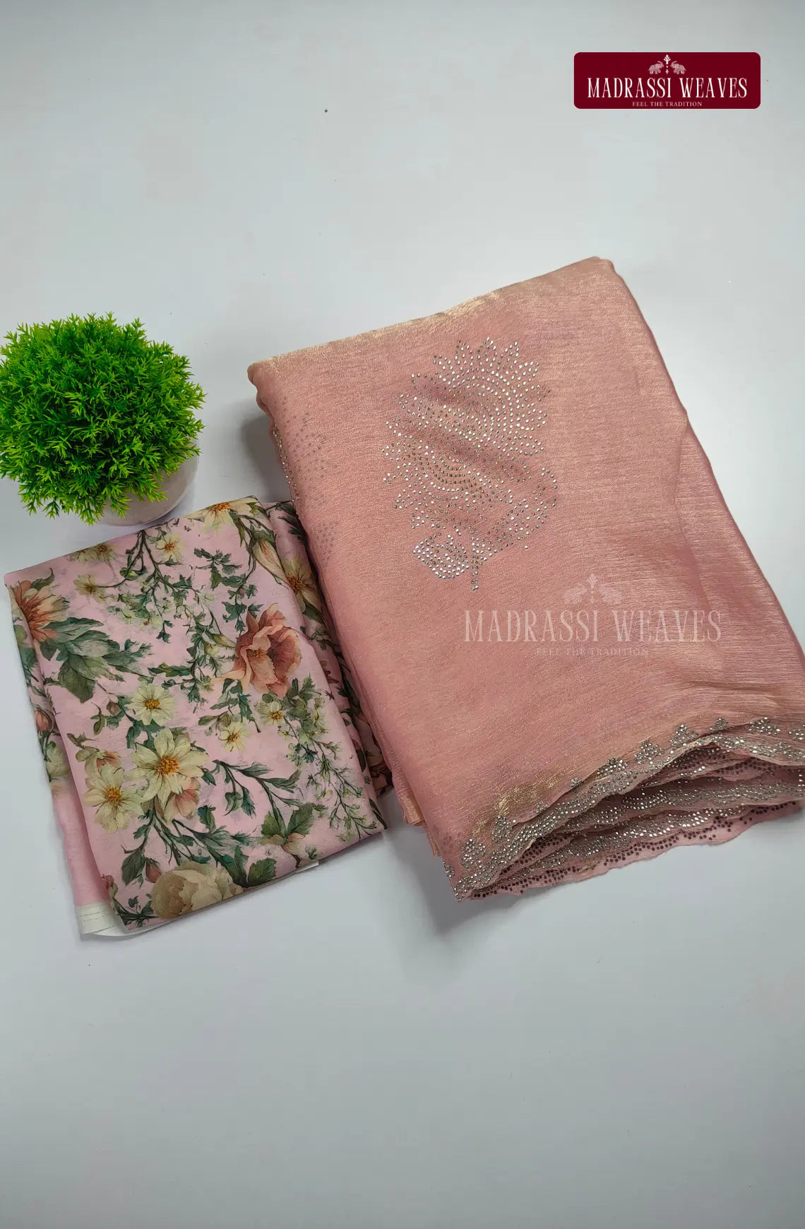 WeightLess Silky Soft Crush Tissue With Blouse Combo Saree