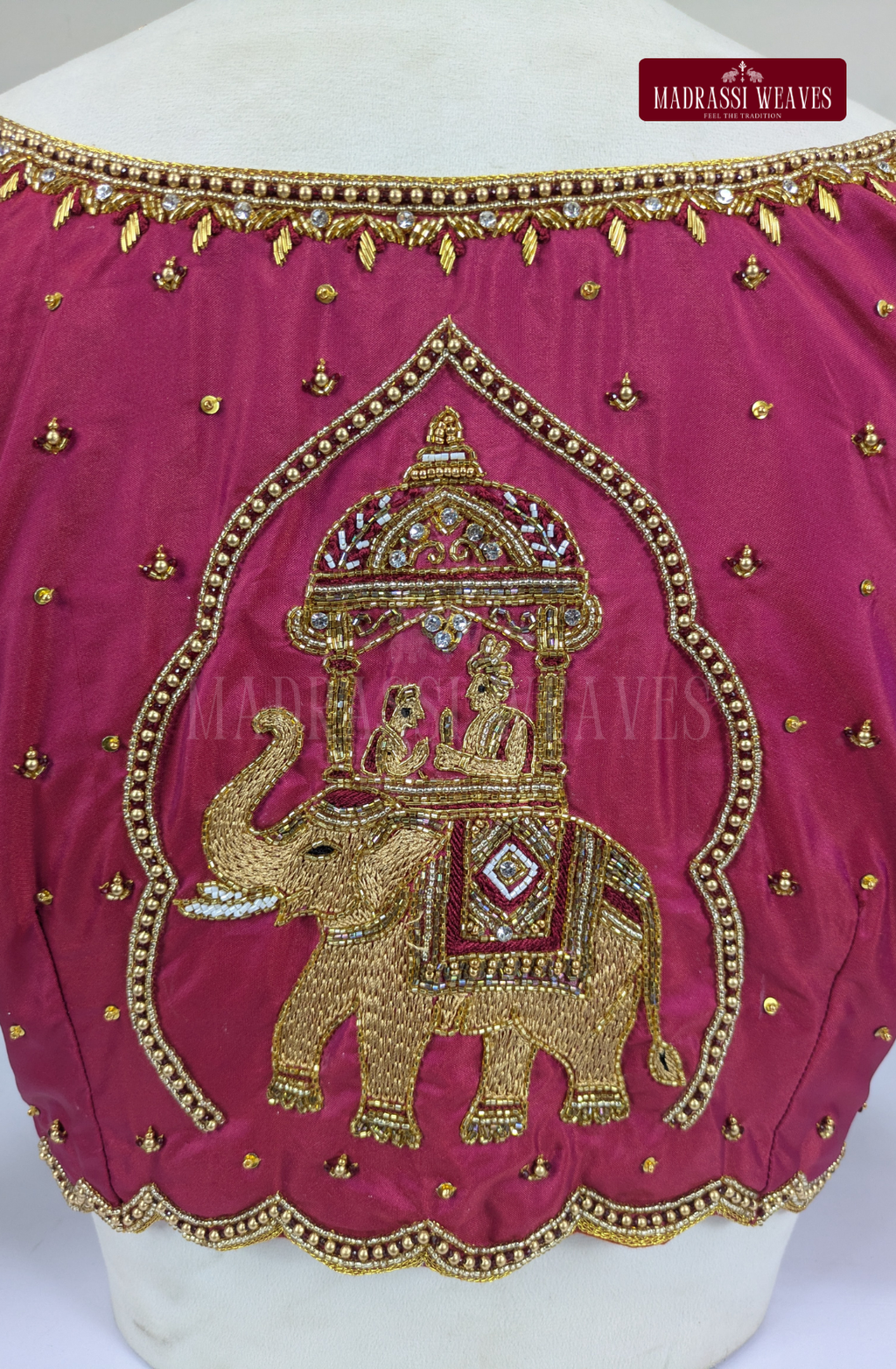 Royal Pallakku Aari Work Blouse(HANDCRAFTED)-(DESPATCH TIME 15 DAYS)-Kunkum Red