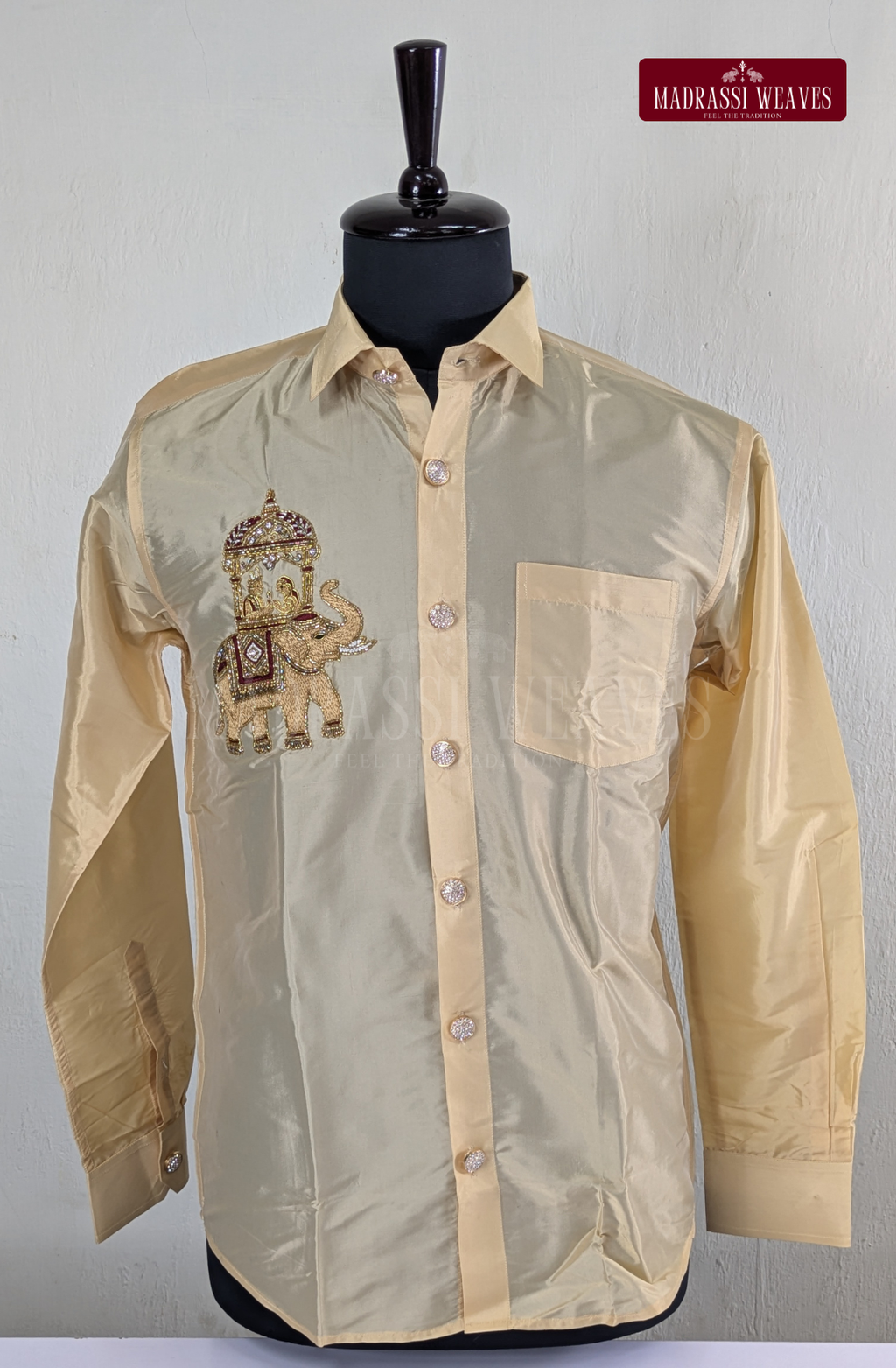 Aari Work Men's Shirt Only (Hand Crafted) - (DESPATCH TIME 15 DAYS)- BEIGE
