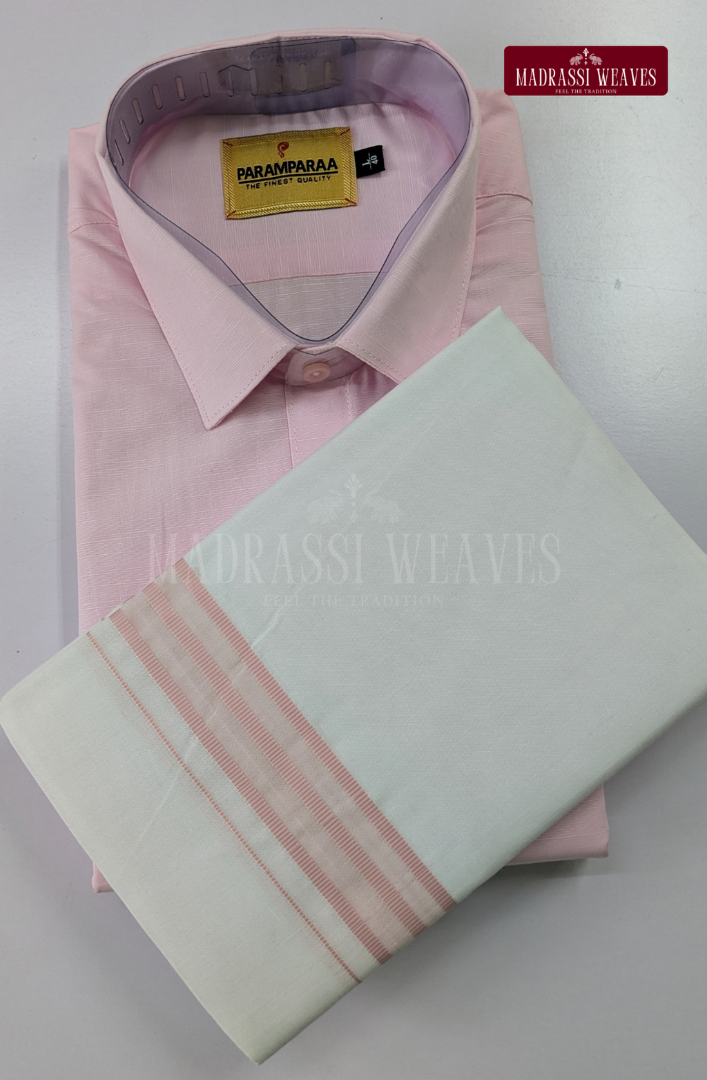 Indo Organic Men's Cotton Shirt And Dhoti Set - Pink