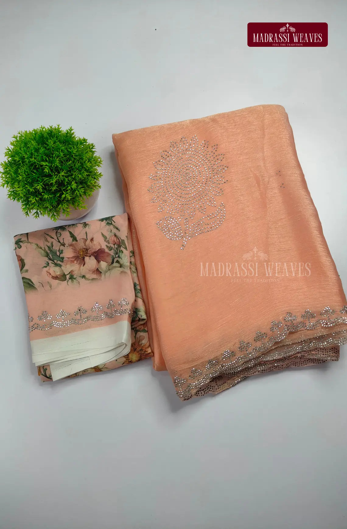 WeightLess Silky Soft Crush Tissue With Blouse Combo Saree