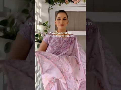 Floral Embroidered Butter Silk Saree