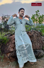 Premium Japan Silk Dhoti Set - Steel Grey