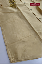 Luxury Vel & Mayil Aari Work Wedding Silk Dhoti Set (HandCrafted) -(DESPATCH TIME 15 DAYS) - BEIGE